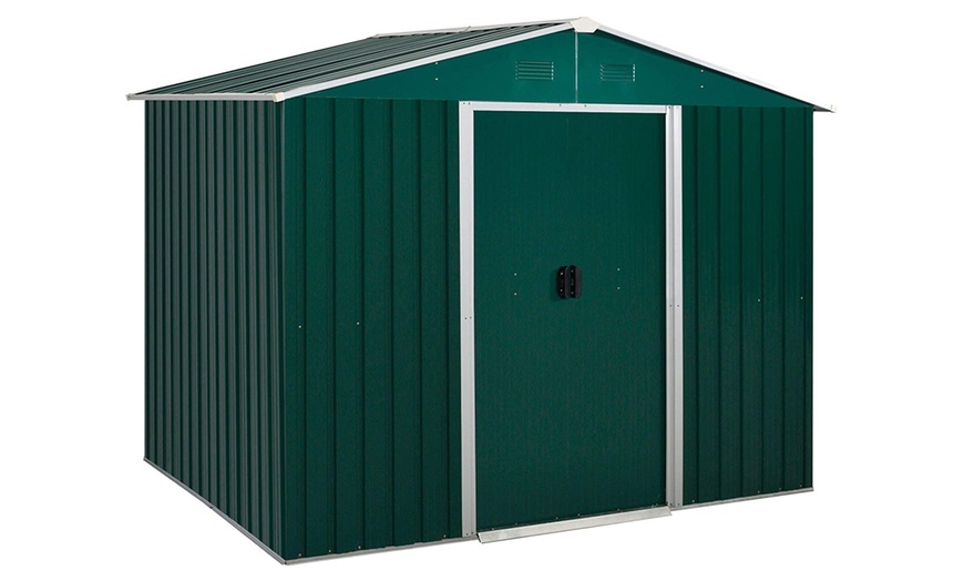 Image 8: Outsunny 8x6ft Metal Shed with Ventilation Sliding Doors