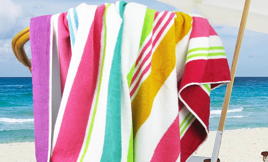 Image 5: Multi-Stripe Cotton Beach Towel