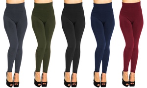  Two-Pack High Waist Seamless Fleece Lined Leggings 