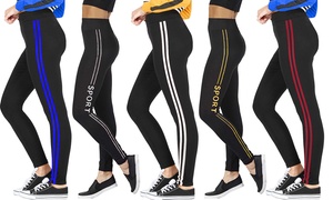 Two Sports-Striped Fleece Leggings