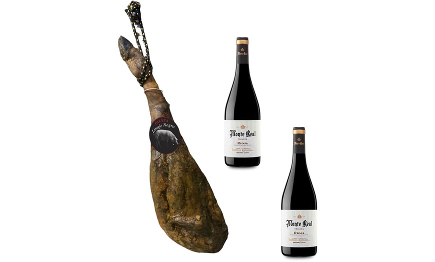 Image 6: Jambon Linaje Negro et bouteille de vin