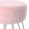 Image 4: Round Plush Vanity Stool with Metal Legs