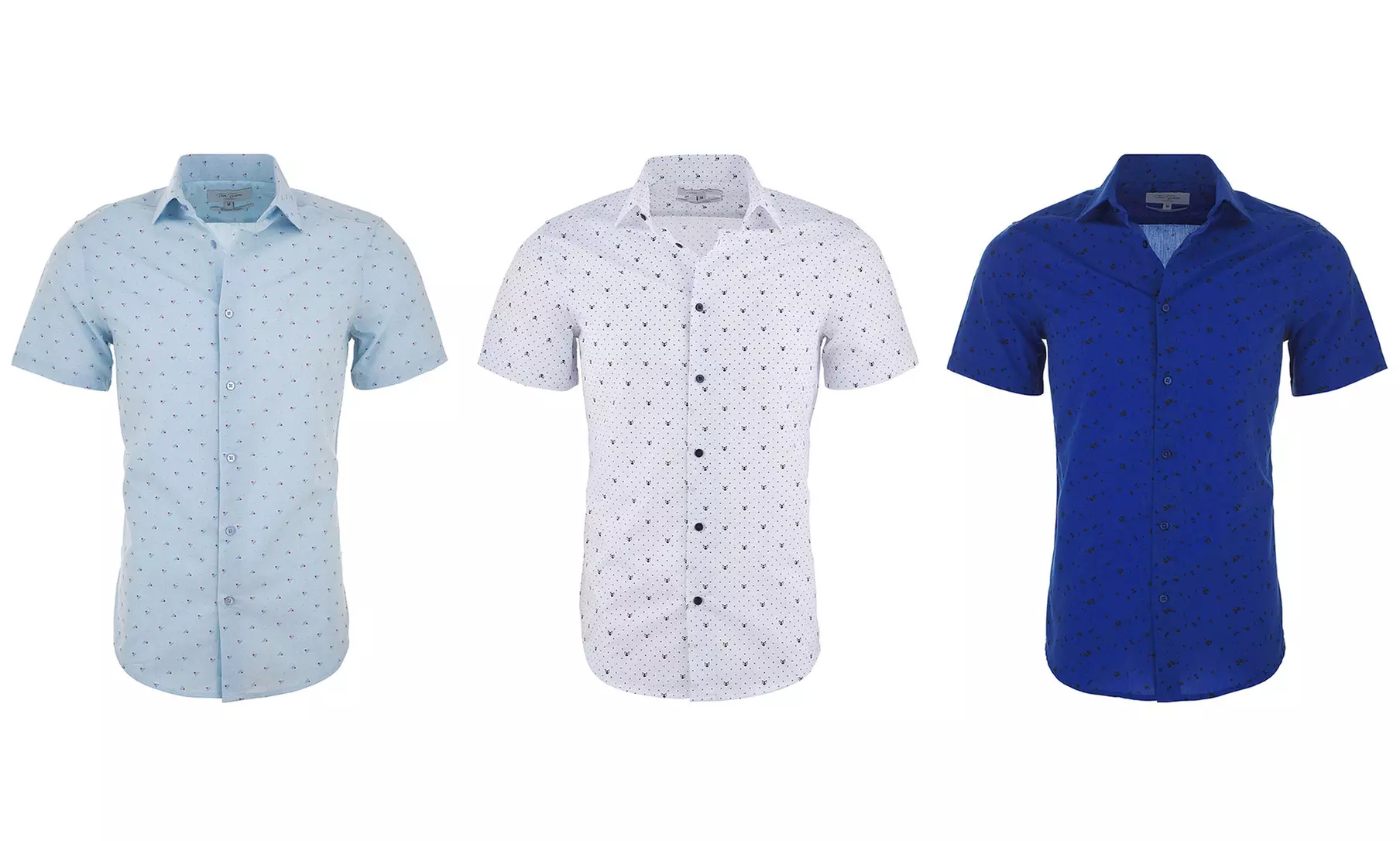 Tom Baine Men's Slim Fit Nautical Printed Short Sleeve Button Down Shirt (S-2XL) - Primary Image