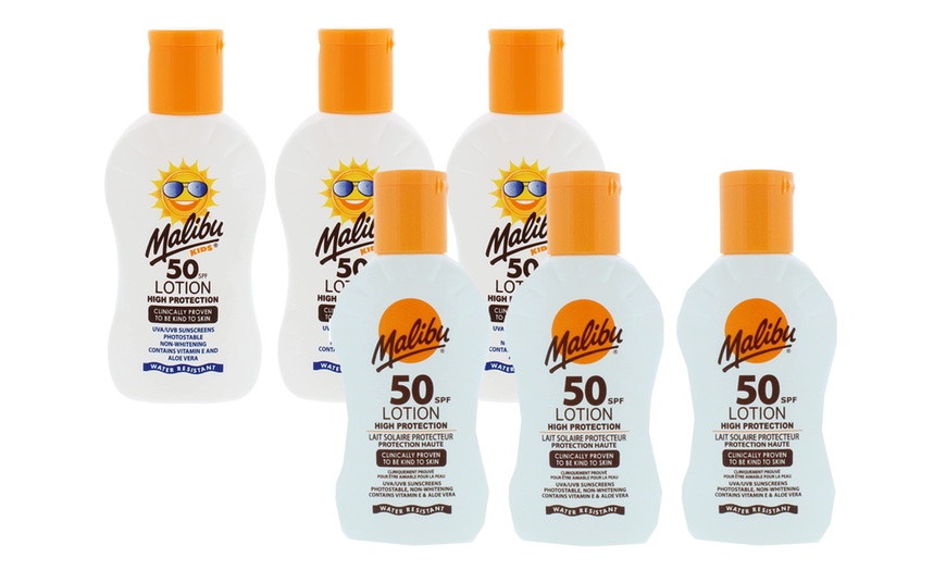 Image 1: Set of Three Malibu Sunscreen Cream for Adults or Kids
