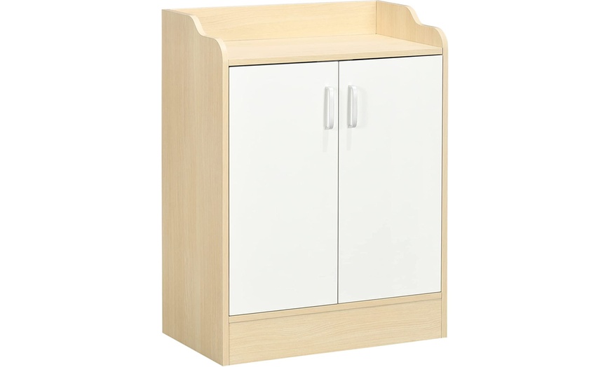 Image 1: HomCom Modern Shoe Storage Cabinet