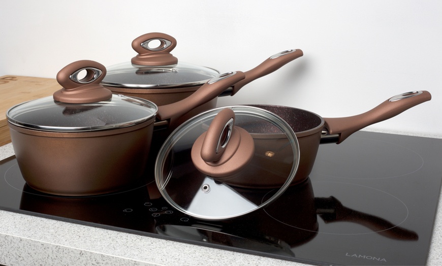 Image 4: Salter Bronze 3-Piece Pan Set