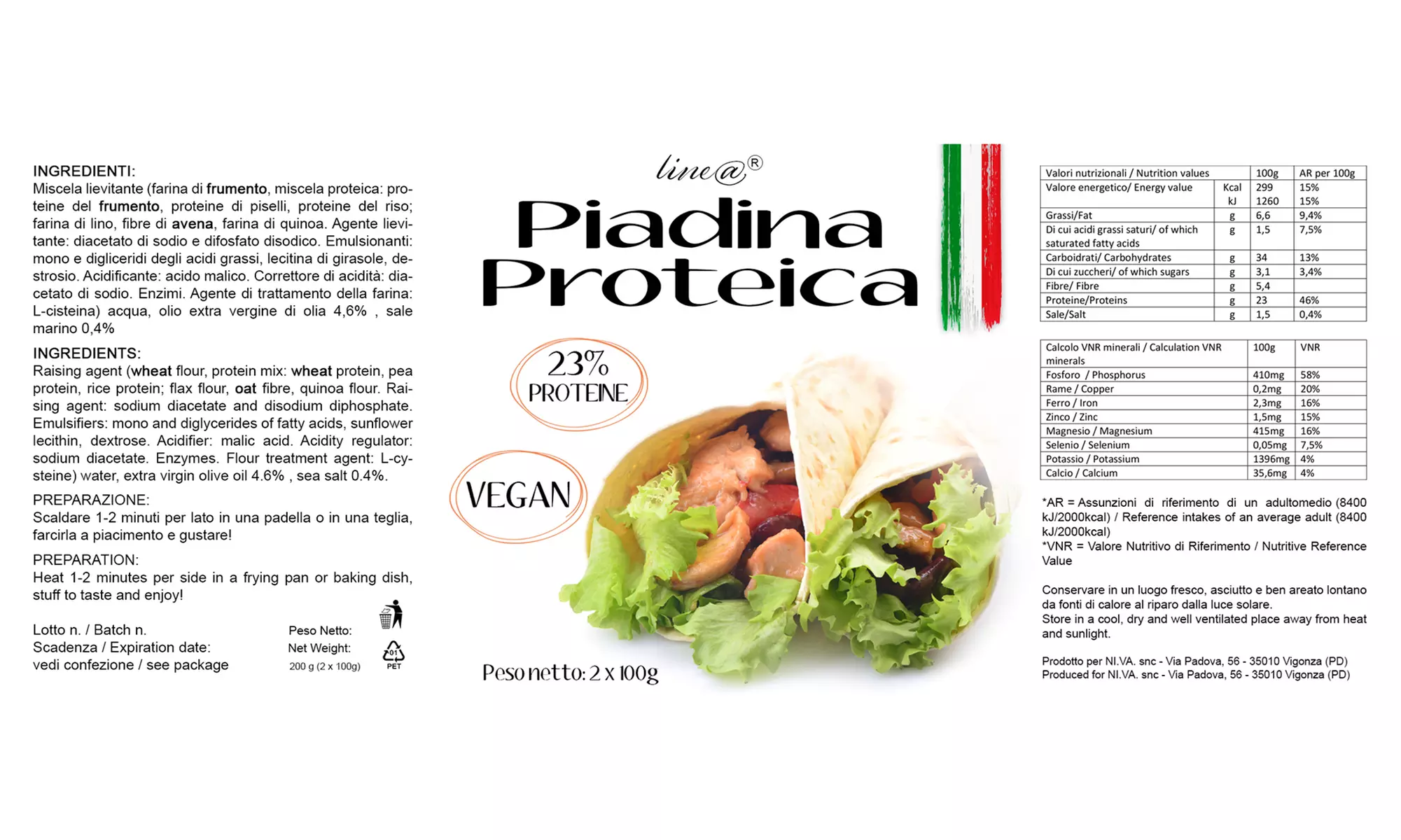 Hasta 12 Maxi Protein piadinas Lineadiet - Second Medium