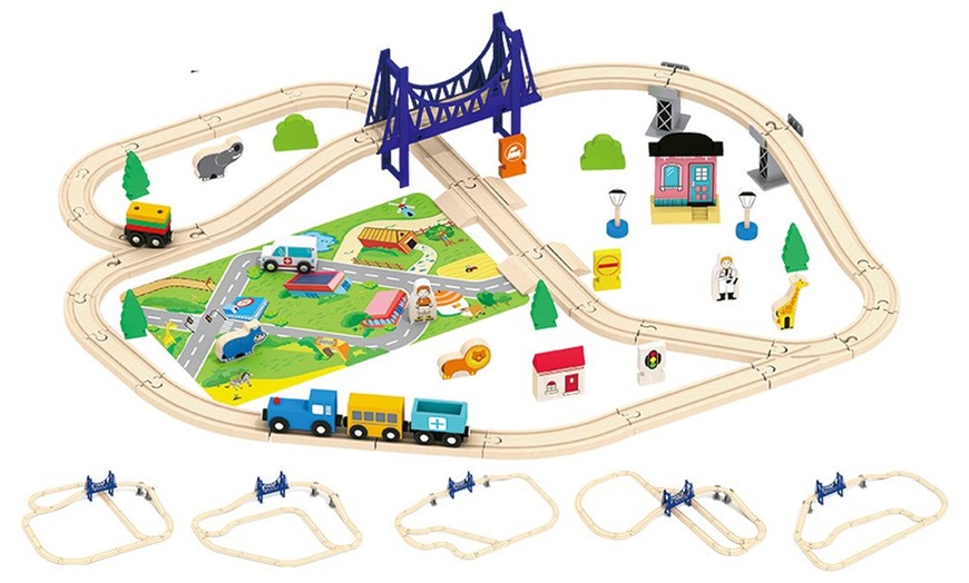 Image 2: Wooden Train Track Toy Set