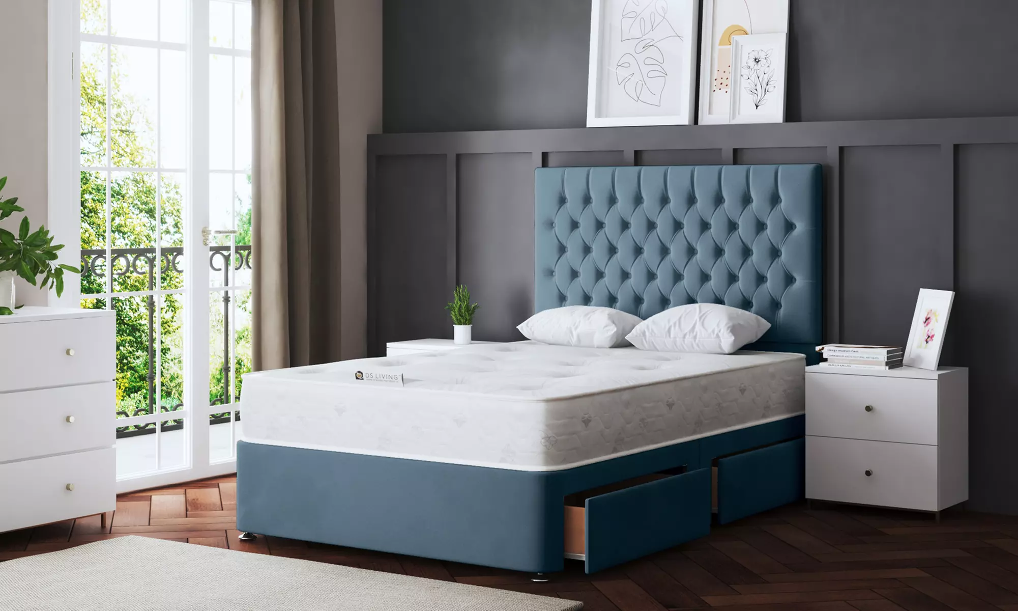 Seraphine Chesterfield Divan Bed with Four Drawers