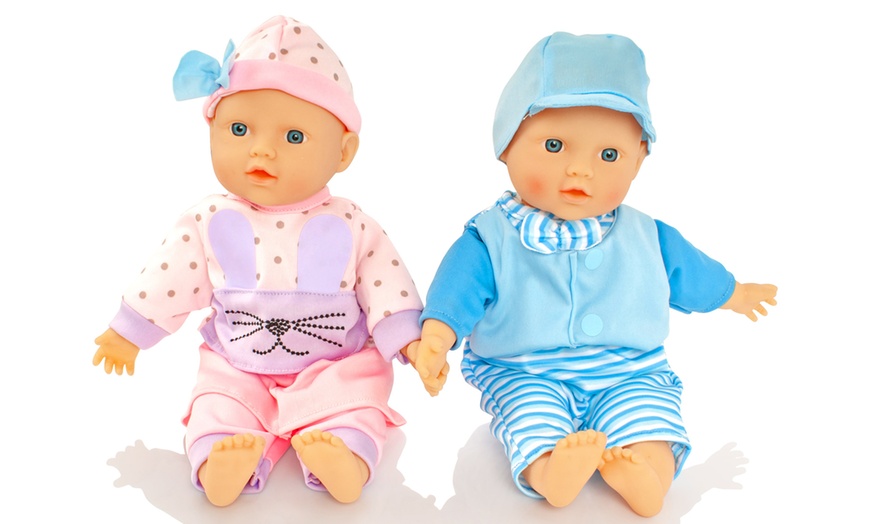 Image 1: Boy and Girl Twin Doll Set