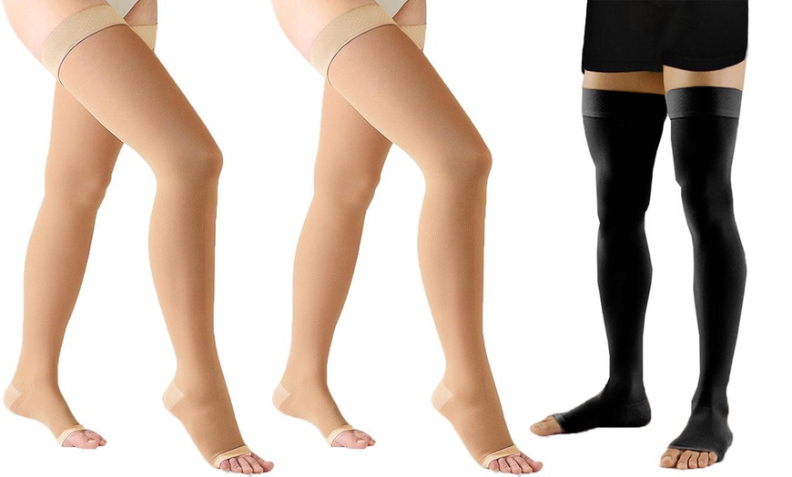 Image 6: Unisex Open-Toe Compression Socks