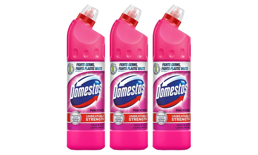 Image 1: 3-Pack Domestos Thick Bleach Pink Power Multi-Purpose Cleaner Gels