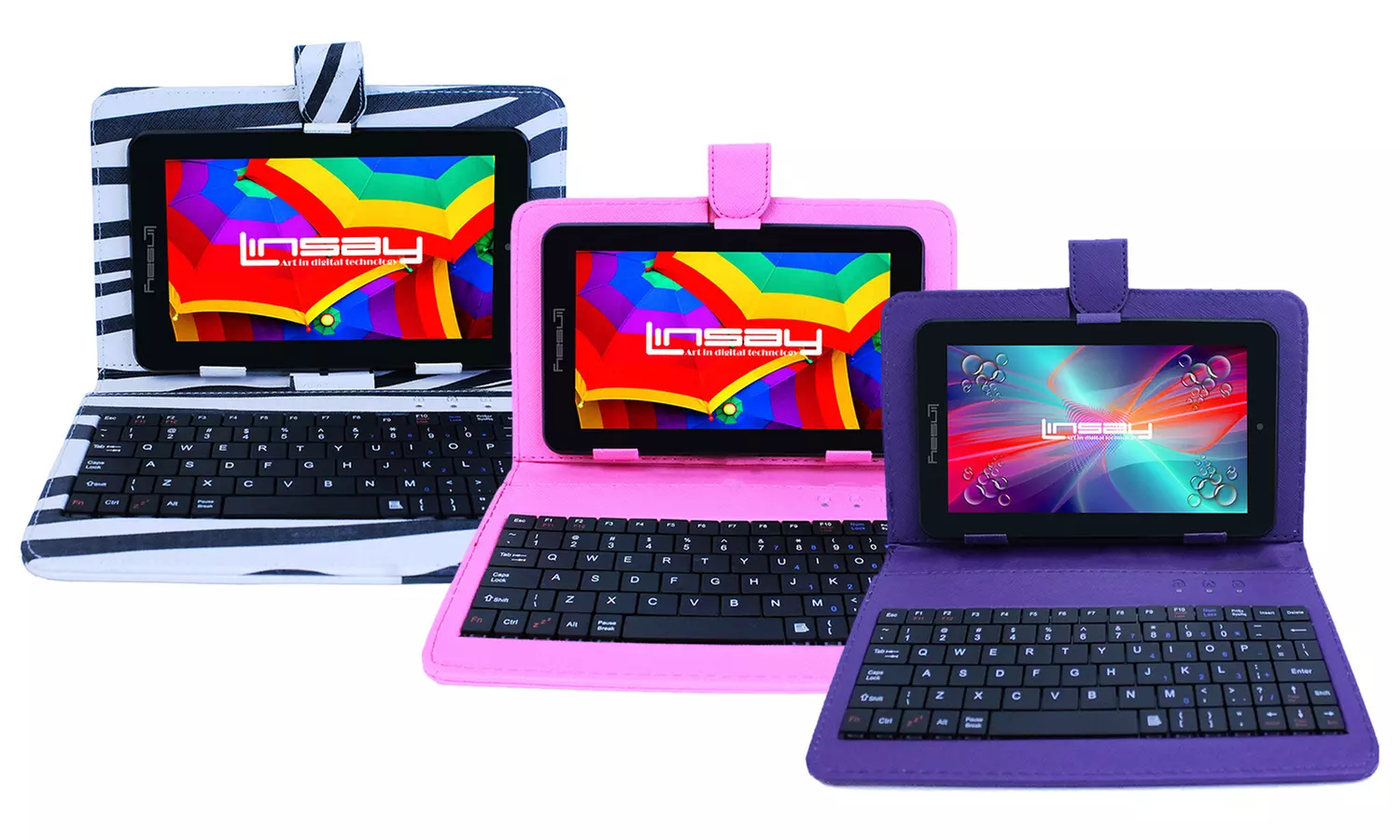 LINSAY 7" 16GB Android 9.0 HD Quad Core Tablet with Keyboard Case - Primary Image