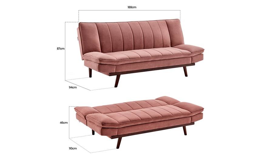 Image 17: Three-Seater Velvet Sofa Bed