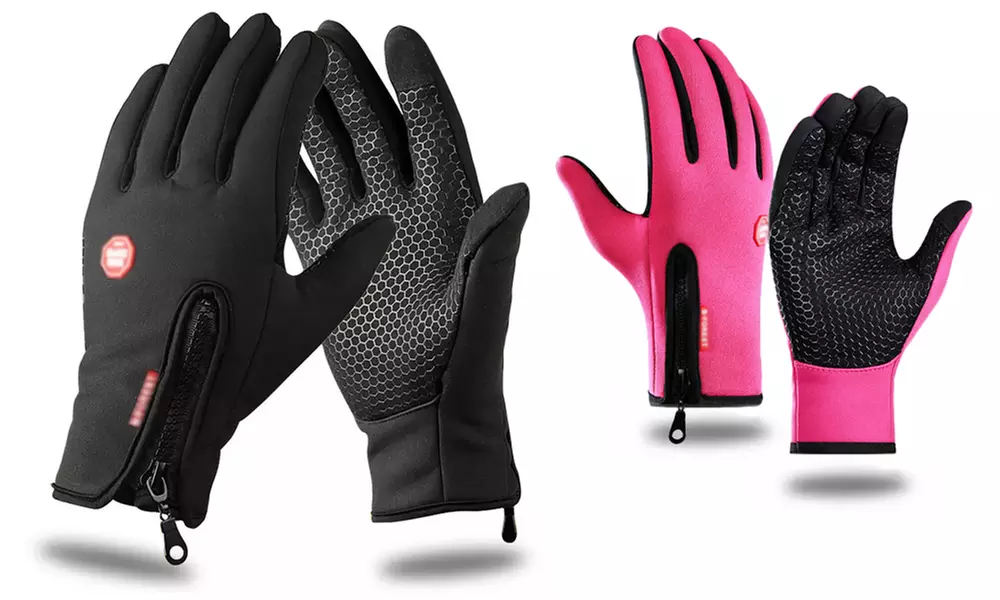 1 ou 2 paires de gants antidérapants avec doublure polaire et partie tactile, coloris au choix - Primary Image
