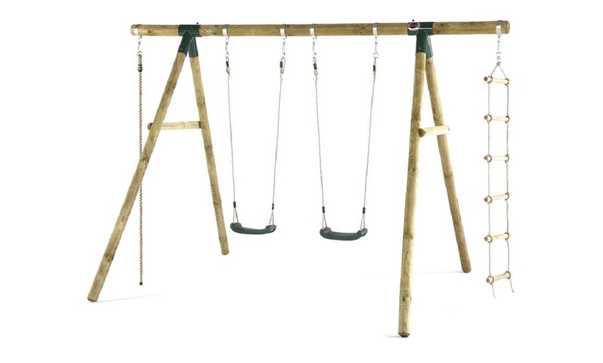 Image 6: Plum Wooden Swing Set