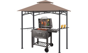 Double-Tiered UV-Resistant Grill Shelter with LED Light