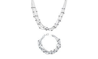 Sterling Silver Necklace and Bracelet Bubble Set