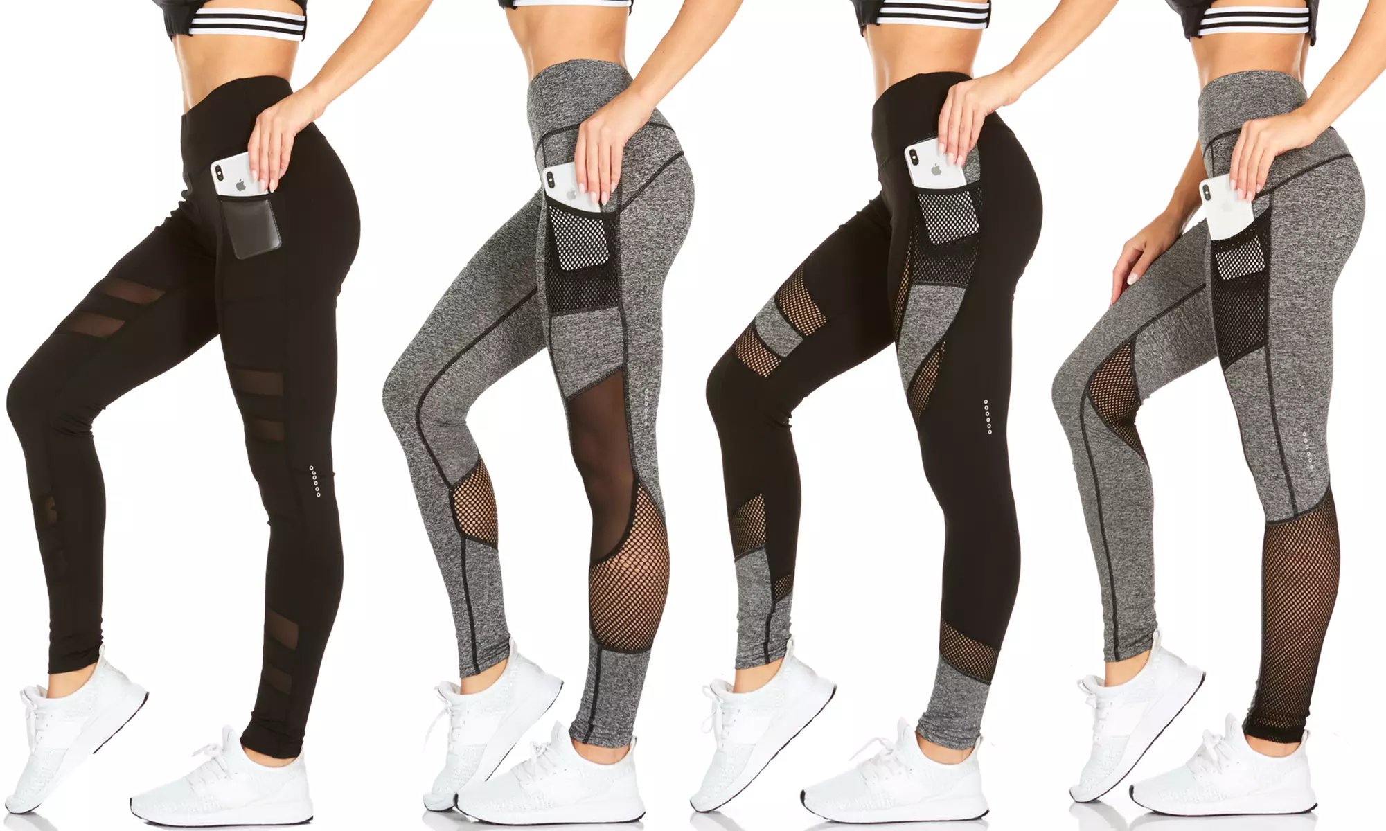 Traq65 By RAG Women's Tummy Control Active Leggings with Phone Pockets (4-Pack). Plus Sizes Available. - Primary Image