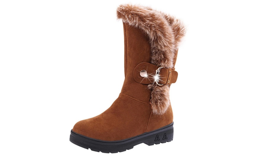 Image 6: Women's Buckle Fluffy Boots