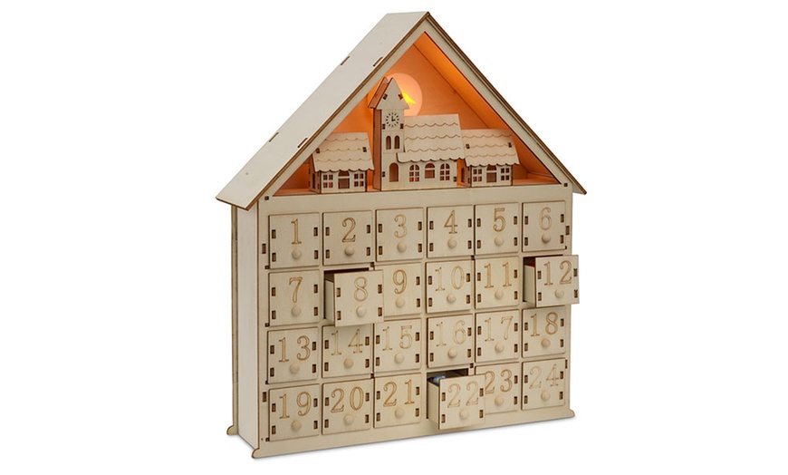 Image 3: LED Illuminated Wooden Advent Calendar