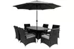 6 Seater Armchair Oval Rattan Effect Furniture Dining Set with Umbrella - Image 2