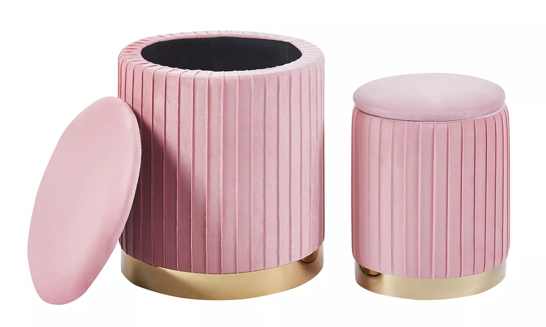 Set 2 velvet opberg-poefen