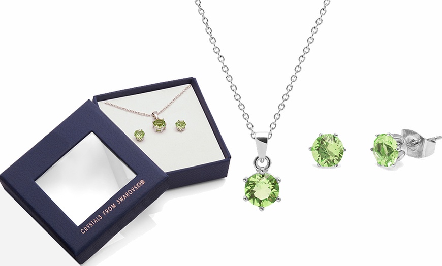 Image 2: Birthstone Necklace and Earrings Set with Crystals from Swarovski®