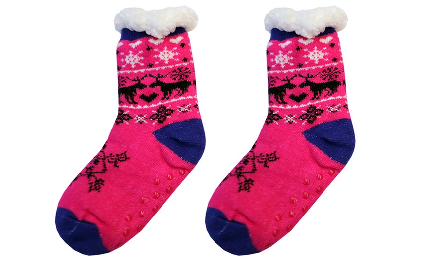 Image 5: Festive Warm Sherpa Fur Slipper Socks