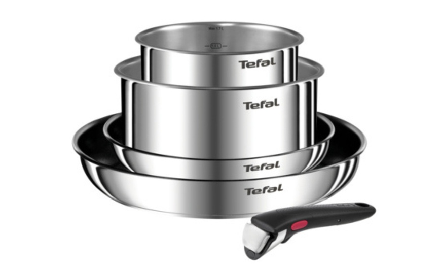 Up To 18 Off Tefal Ingenio Five Piece Emotion Stainless Steel Induction Pan Set Groupon 8776