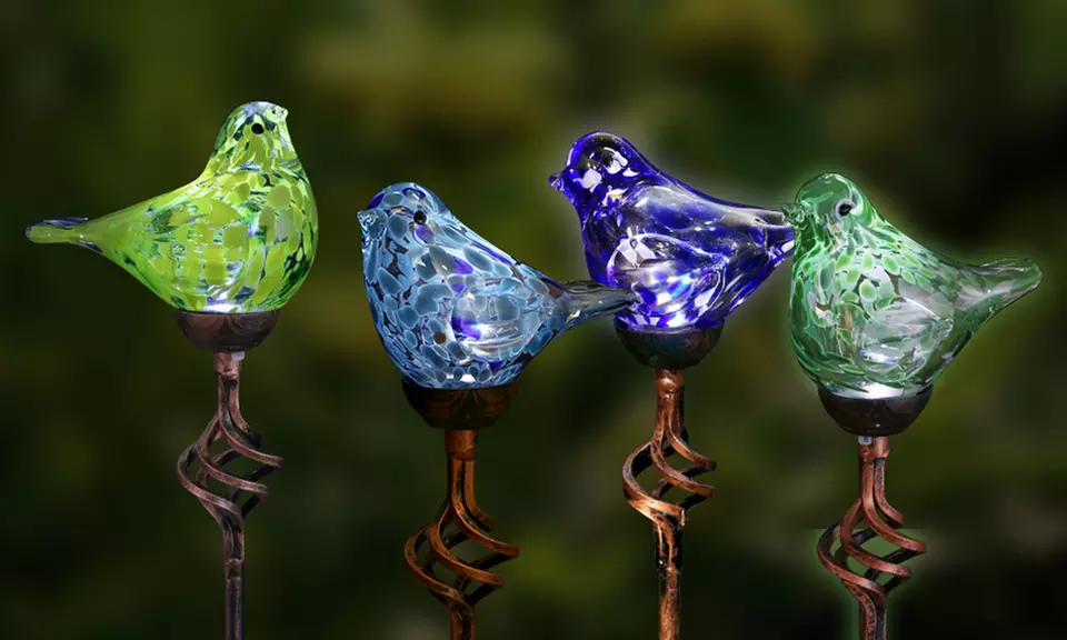 Solar LED Pearlized Glass Bird Garden Stake - Primary Image