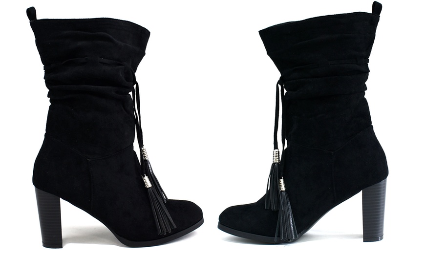 Image 2: Women's Mid-Calf Block Heel Boots