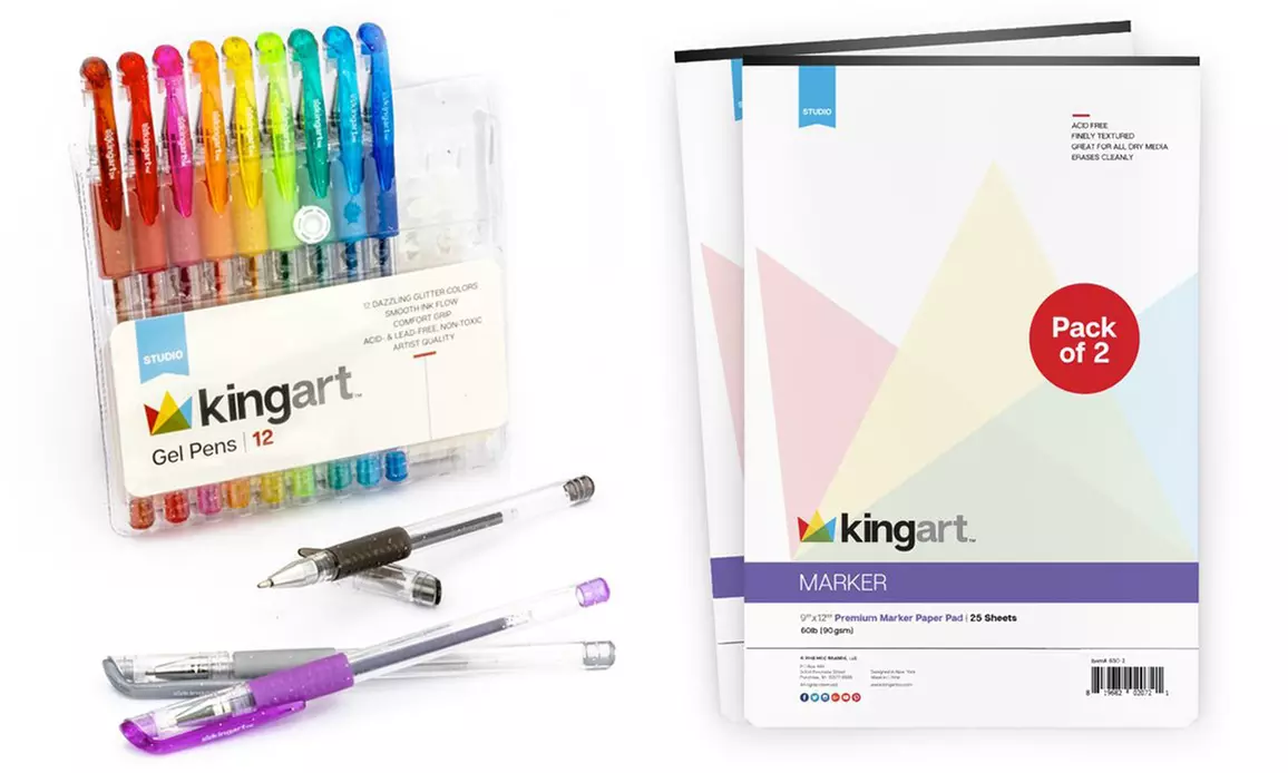 Glitter Gel Pen and Pad Set Groupon Goods