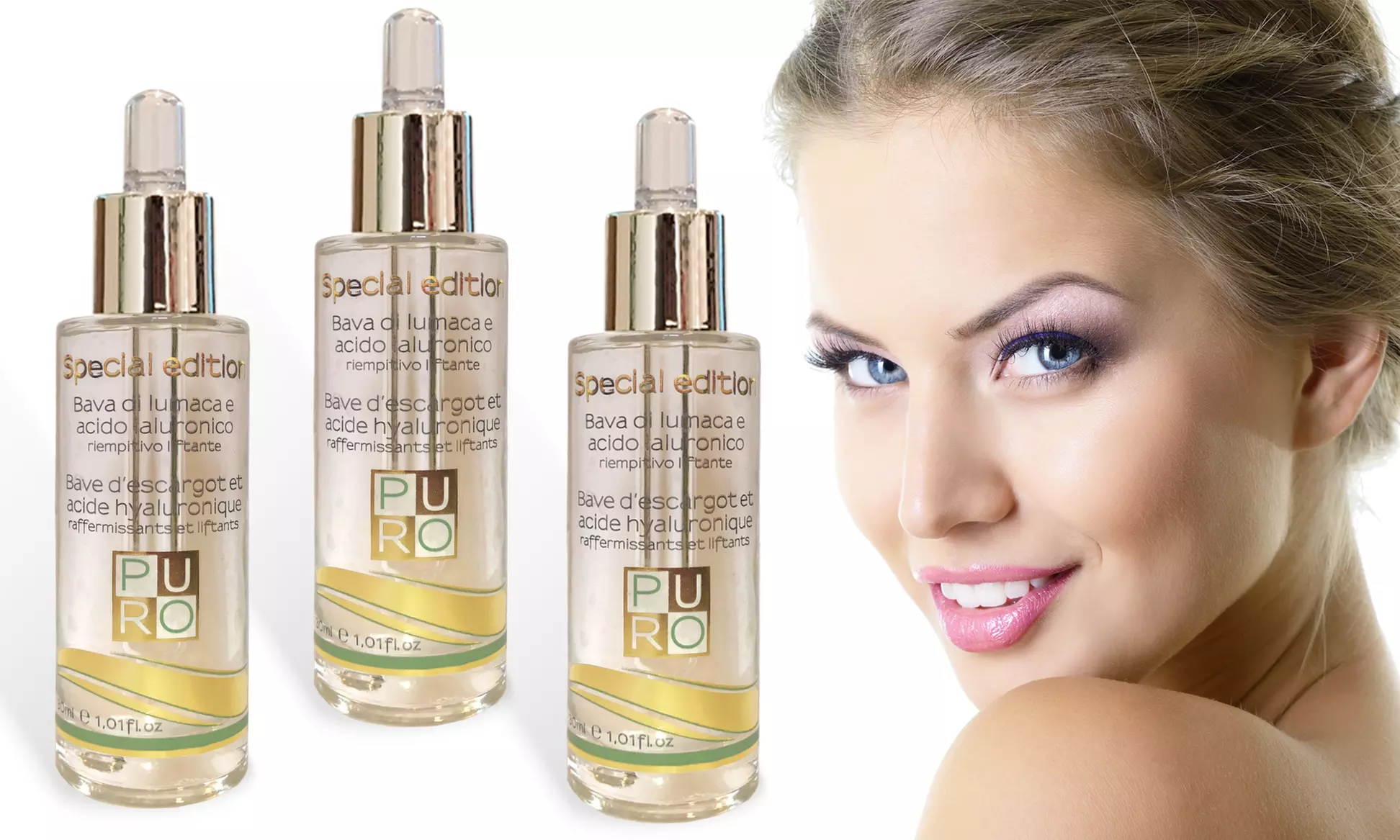 Kit da 3 sieri da 30 ml Gold Edition Kahuna Benessere a base di bava di lumaca e acido ialuronico - Primary Image