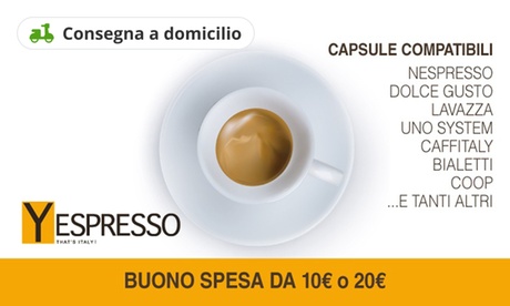 Buono di 20 € o 40 € su capsule caffè, compatibili Nespresso, Lavazza, Nescafè con Boutique Yespresso