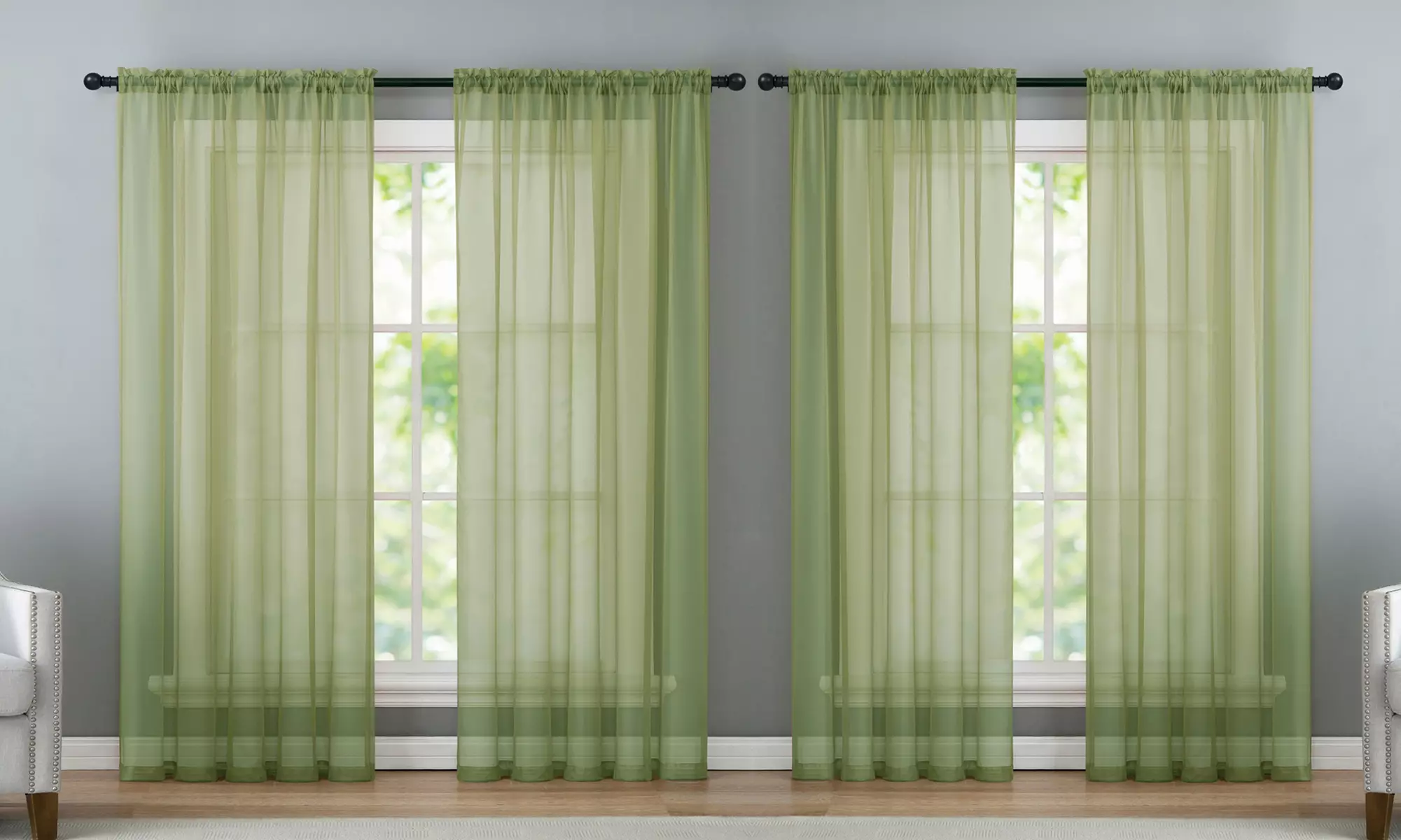 Inna Sheer Rod Pocket Window Curtain Panels (2- or 4-Pack) - Primary Image