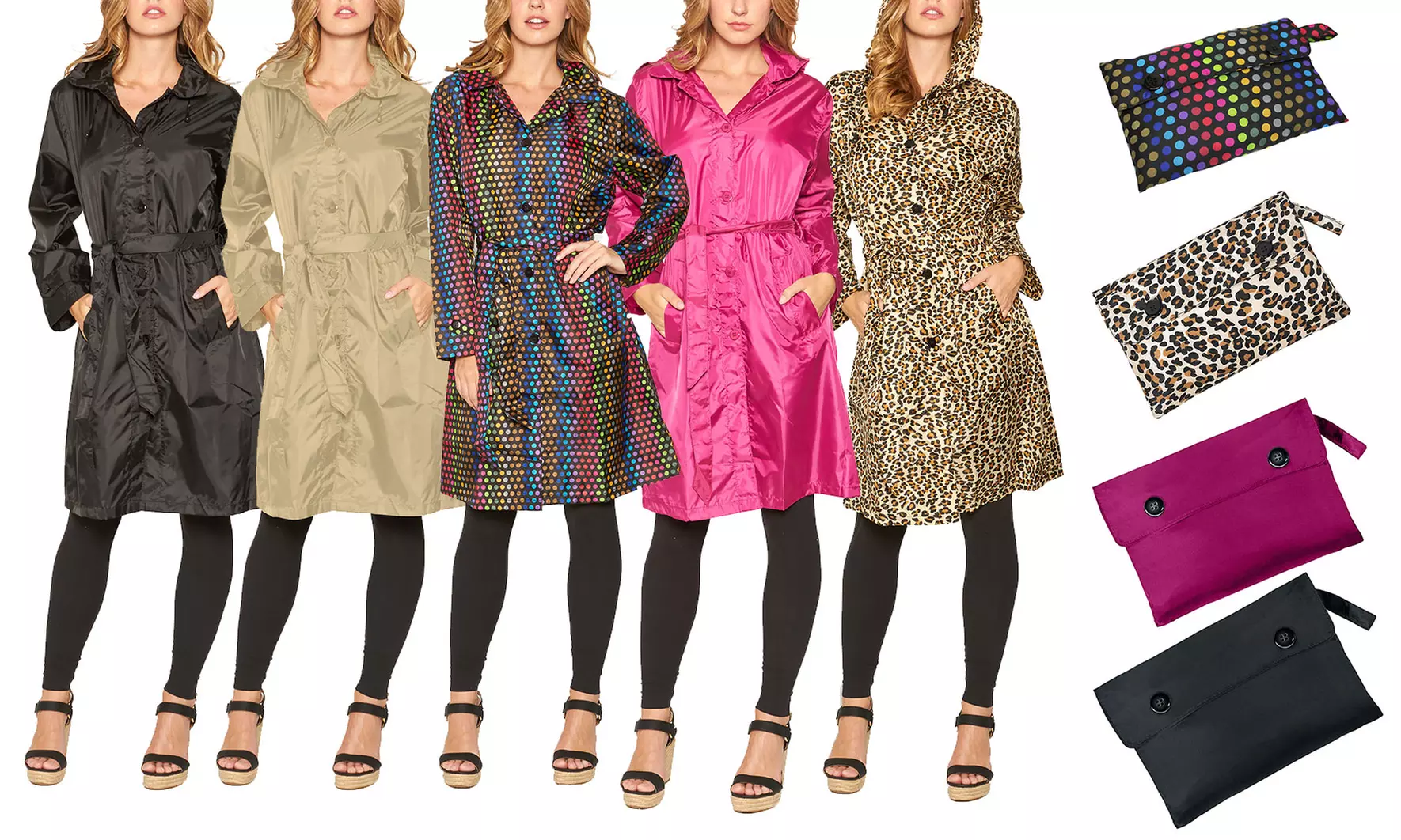 Women's Lightweight Hooded Packable Raincoat - Primary Image