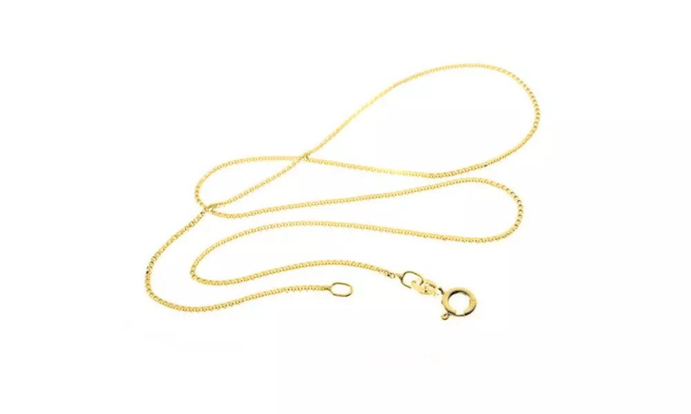 Solid Sterling Silver Italy-Made Box Chain in 18K Yellow Gold. Various Lengths Available. - Primary Image