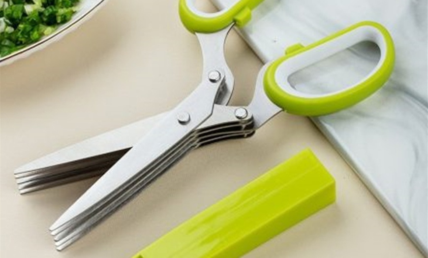 Image 1: Five-Layered Vegetable Cutting Scissors 