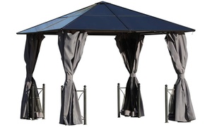 Outsunny 3m x 3m Outdoor Aluminium Alloy Gazebo with Curtains