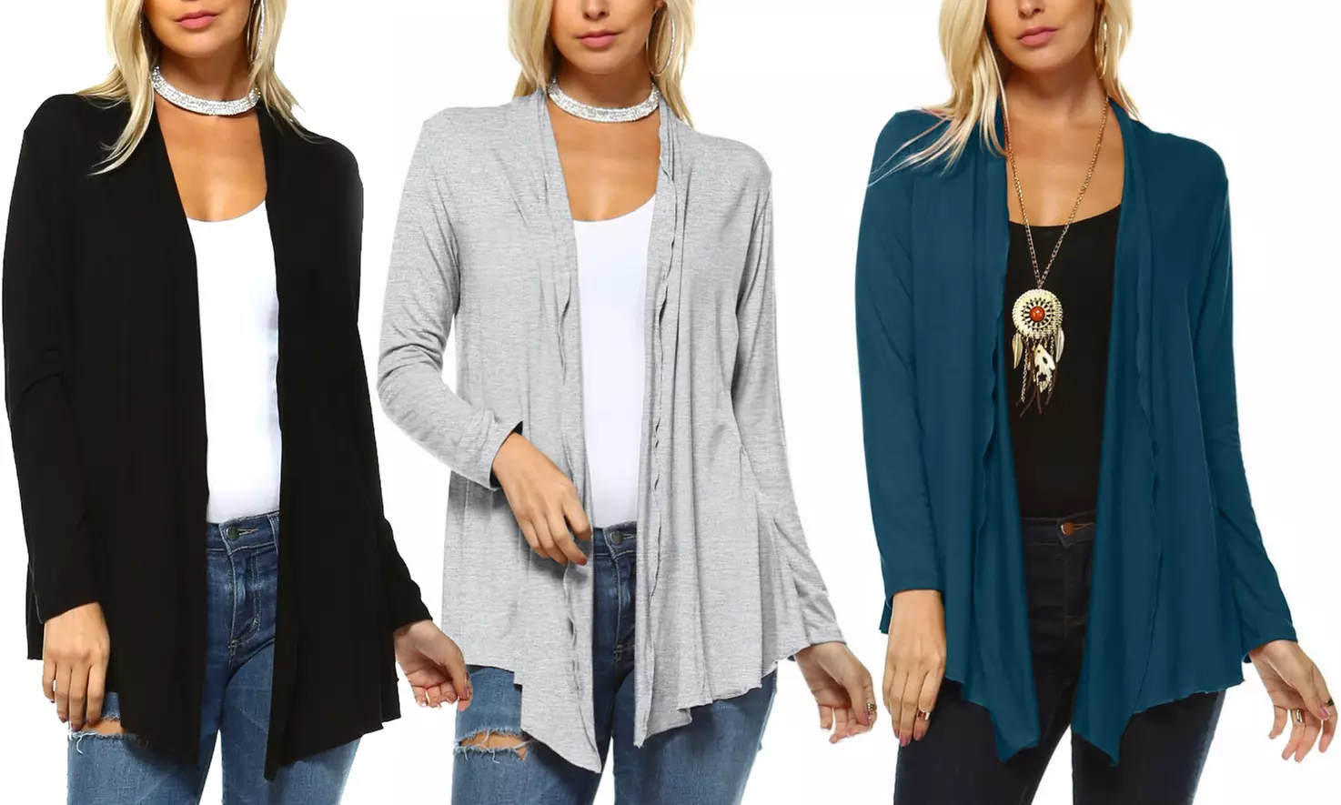 Isaac Liev Women's Cardigan. Plus Sizes Available (3-Pack) - Primary Image