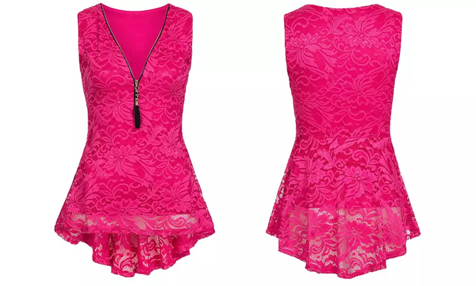 Haut en dentelle doublé "Elisa" sans manches avec détail fermeture éclair sur le devant, pour femme - Image 6