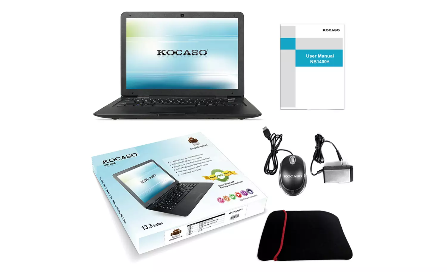 KOCASO 13.3" Netbook with 1.5GHz Dual-Core Processor, 1GB RAM, 8GB ROM, Android 4.2 OS, and Webcam - Second Medium