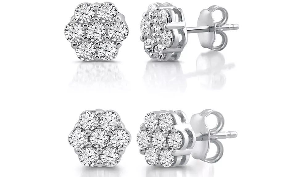 1/2 or 1 CTTW Diamond Composite Stud Earrings In Sterling Silver by DeCarat - Primary Image