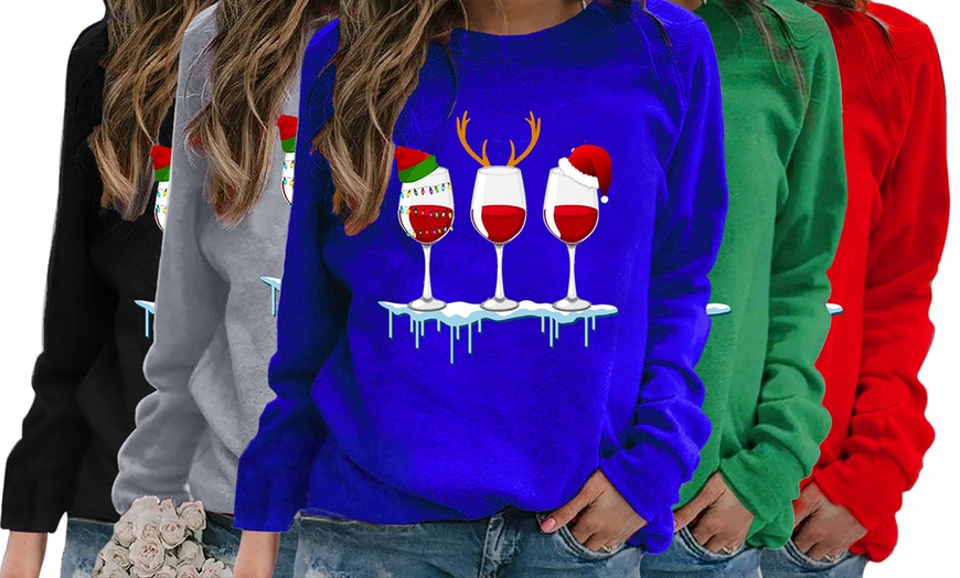 Image 1: Christmas Wine Glass Jumper