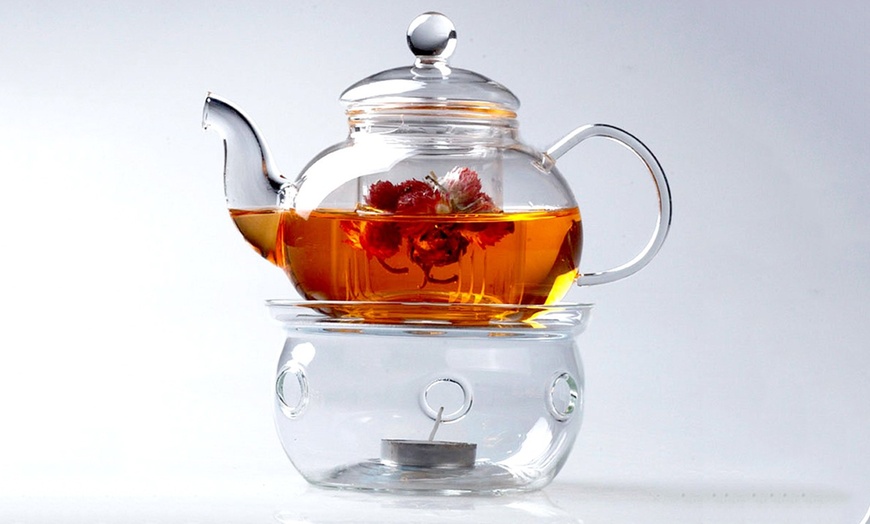 Image 2: Teapot with six double wall glass tea cups