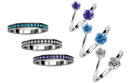 Fino a 3 anelli con cristalli Swarovski®, disponibili in 2 modelli, 3 misure e vari colori