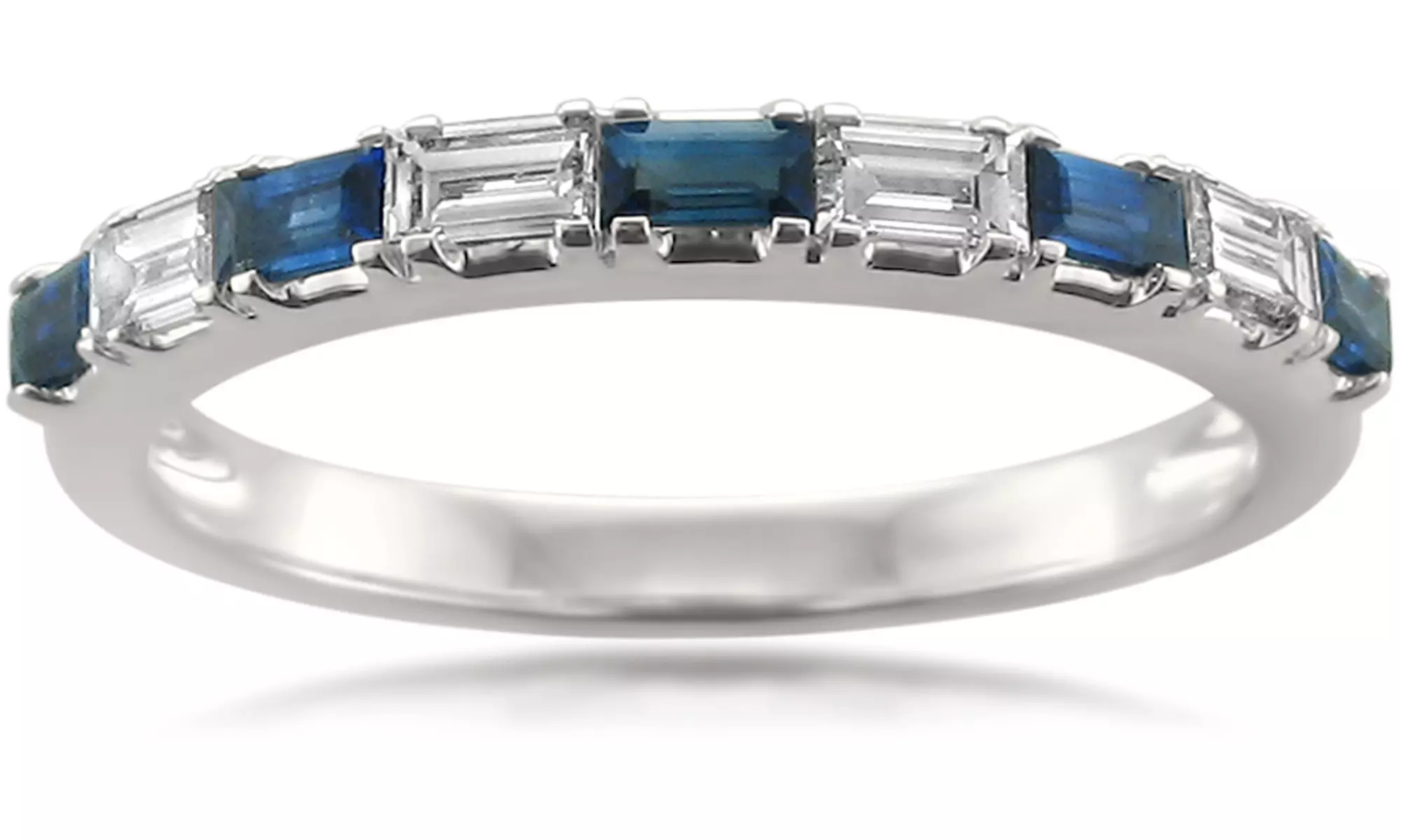1/2 CTTW Diamond and Blue Sapphire Band in 14K Gold by Brilliant Diamond - Primary Image