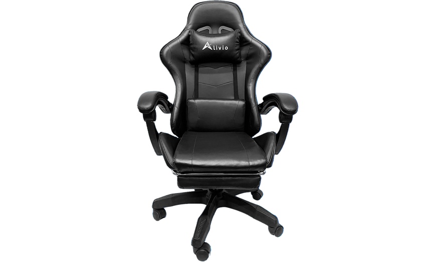 Image 6: 360° Reclining Swivel Gaming Chair with Footrest and Massage