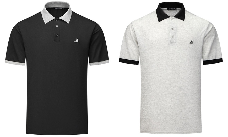 Image 7: Men's Contrast-Collar Polo